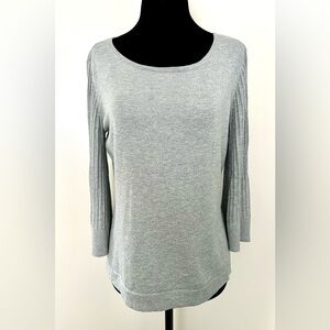 TALBOTS Silver Metallic Scoopneck 3/4 Sleeves Top - Petite M = Reg Small